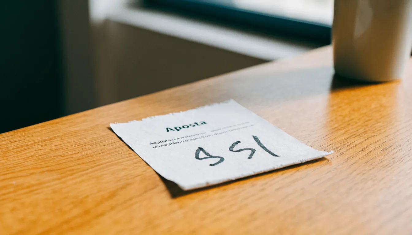 Uma bola de futebol pousada sobre um talão de apostas em branco numa mesa de madeira, à luz do dia